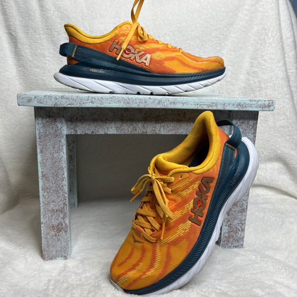 Hoka Shoes - Hoka Mach Supersonic Women Running Shoes Orange Yellow Blue Size 6B‎